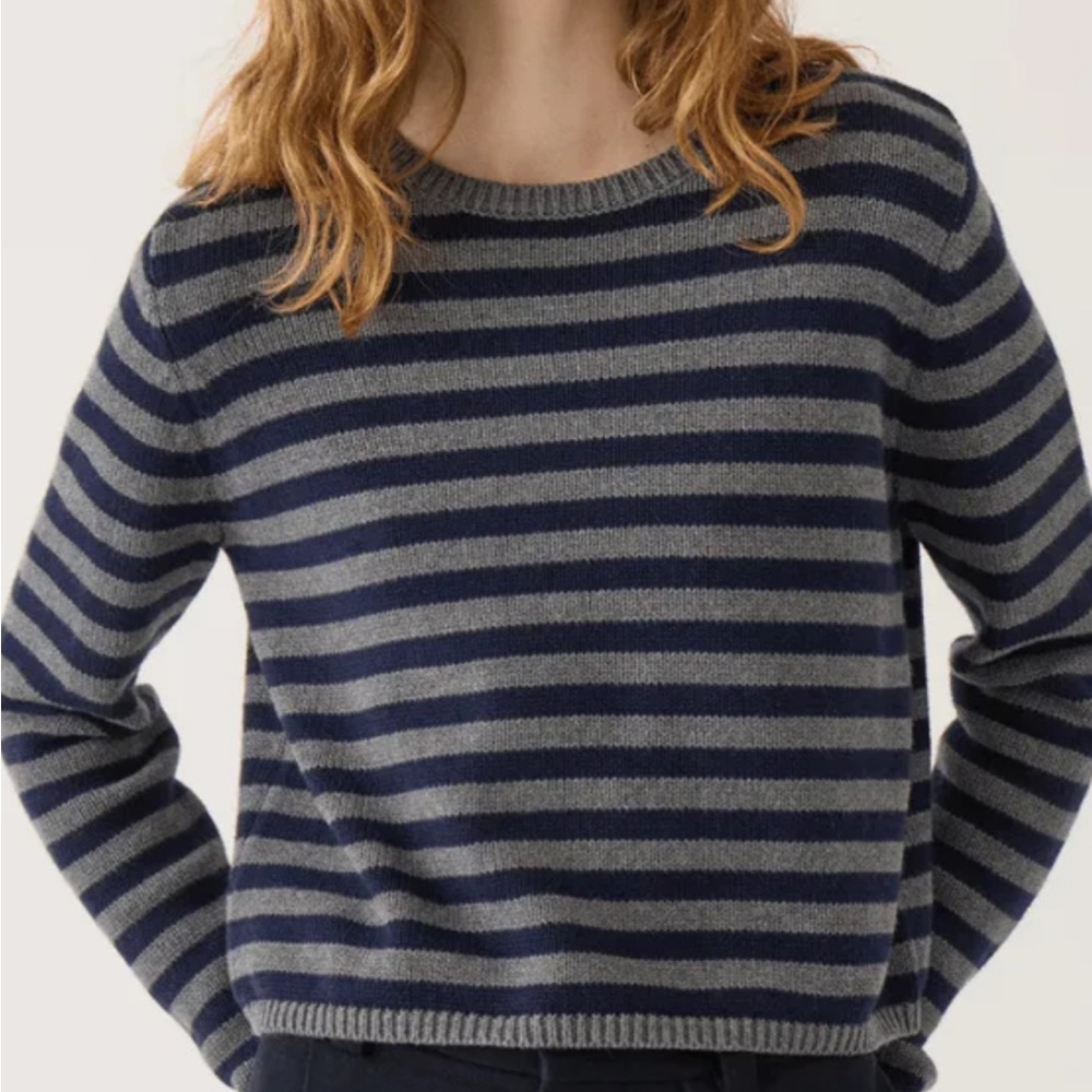 Demylee Striped Navy and Gray Sweater NWT